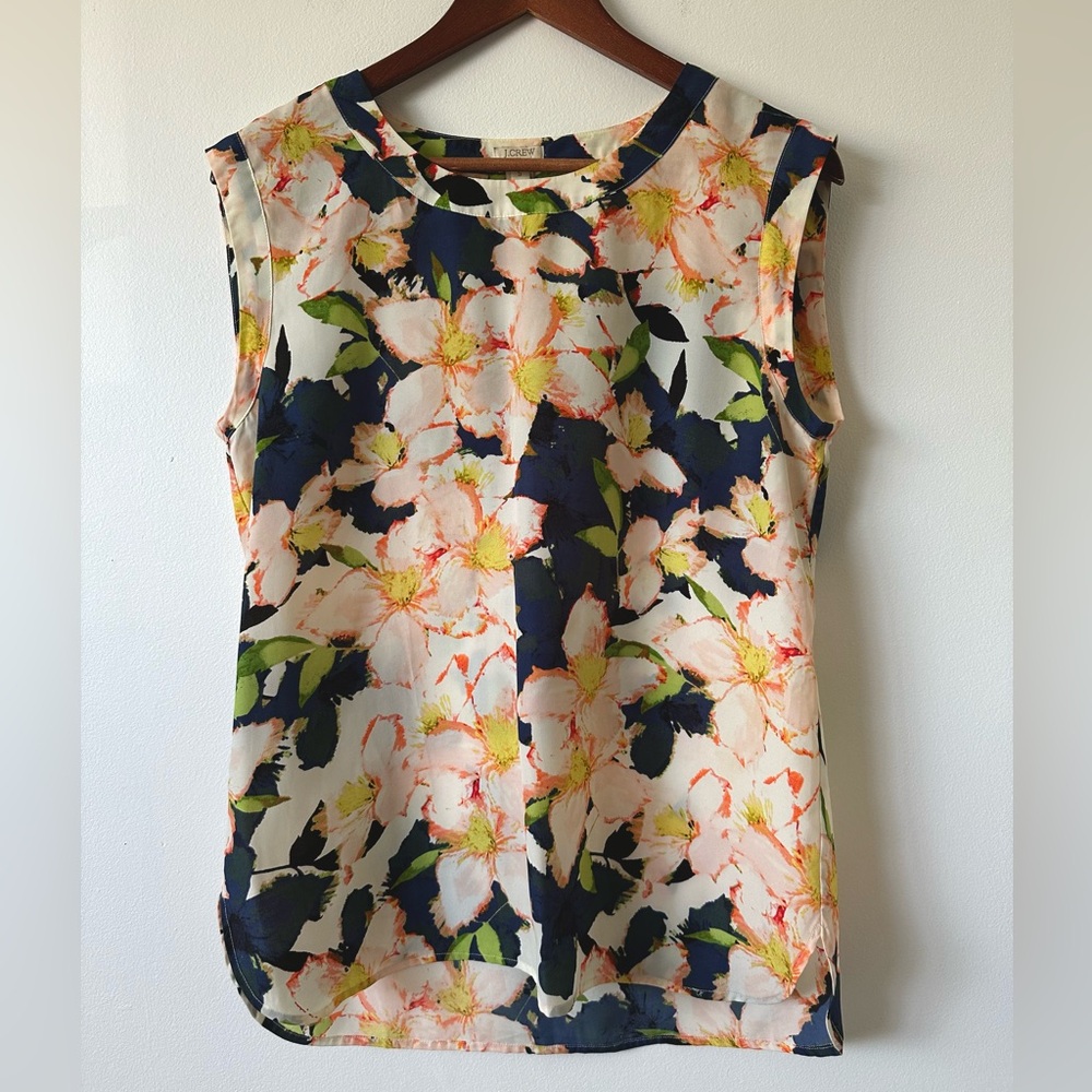 J. Crew NWOT Women’s Sleeveless Multi Color Floral Print Shell Blouse Size S